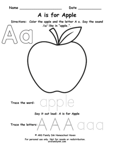 letter a tracing worksheet preschool printable