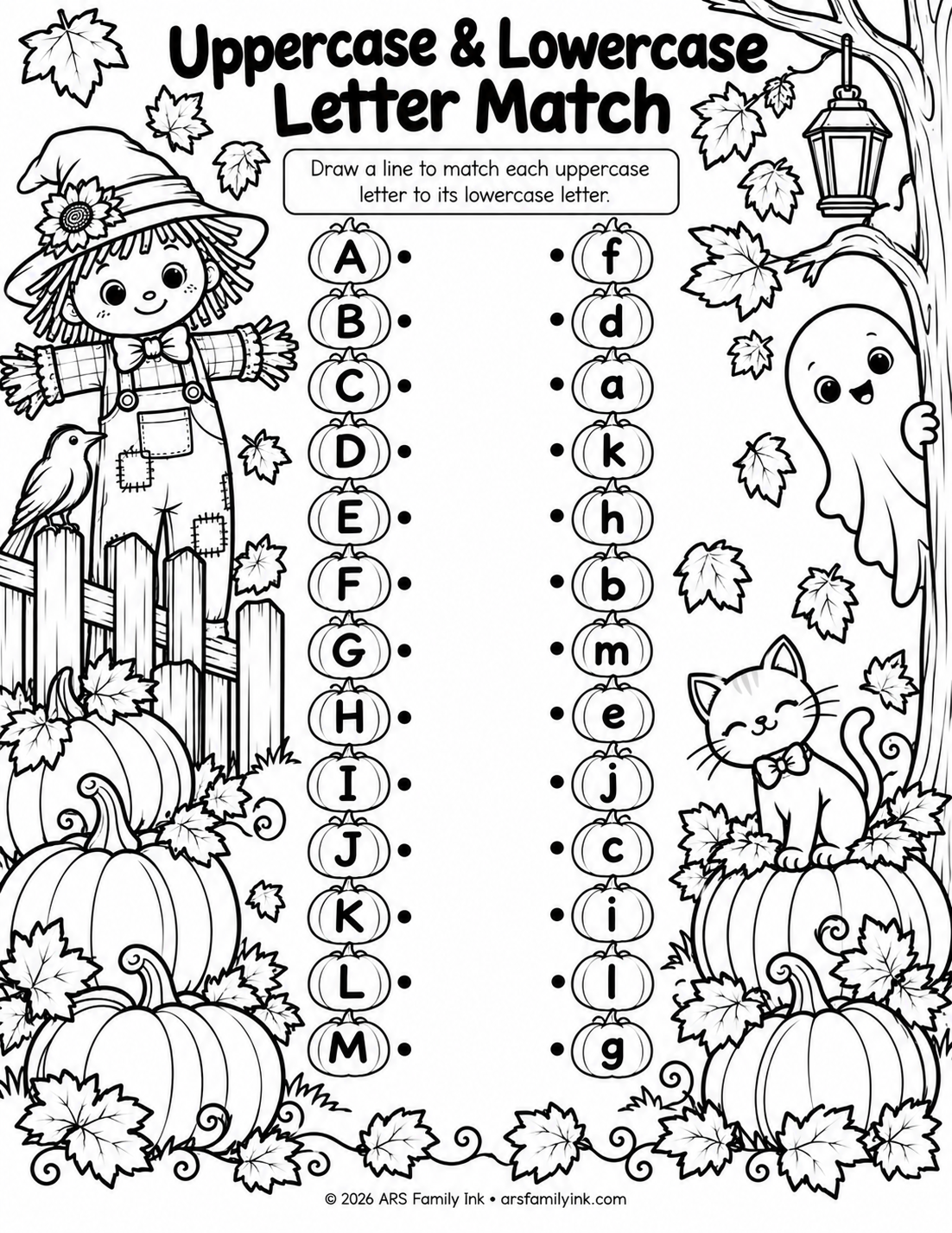 Halloween letter matching worksheet