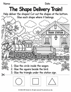 The Shape Delivery Train Worksheet – ARS Family Ink Homeschool Haven